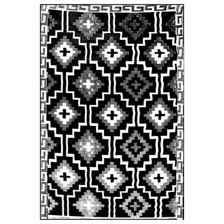 Lhasa Black and Cream Moroccan Recycled Plastic Outdoor Area Rug