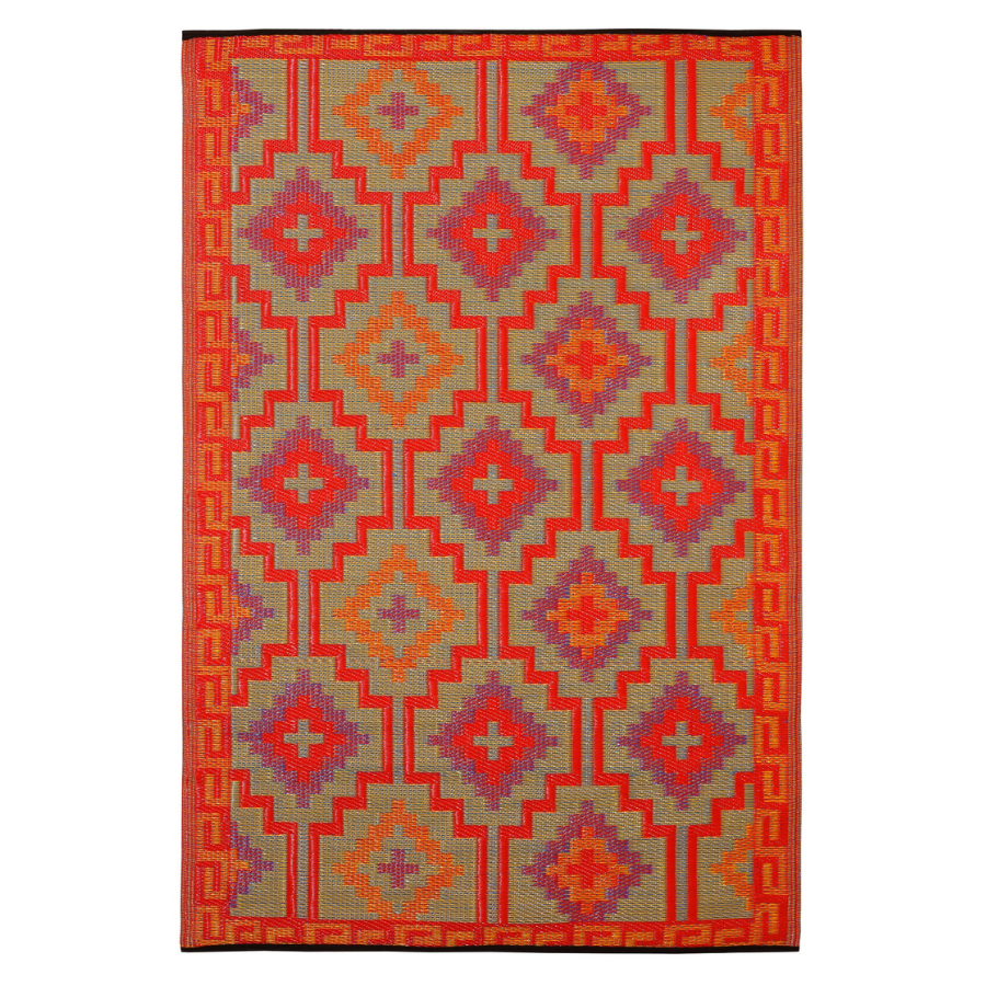 Lhasa Orange and Violet Moroccan Large Outdoor Carpet Rug