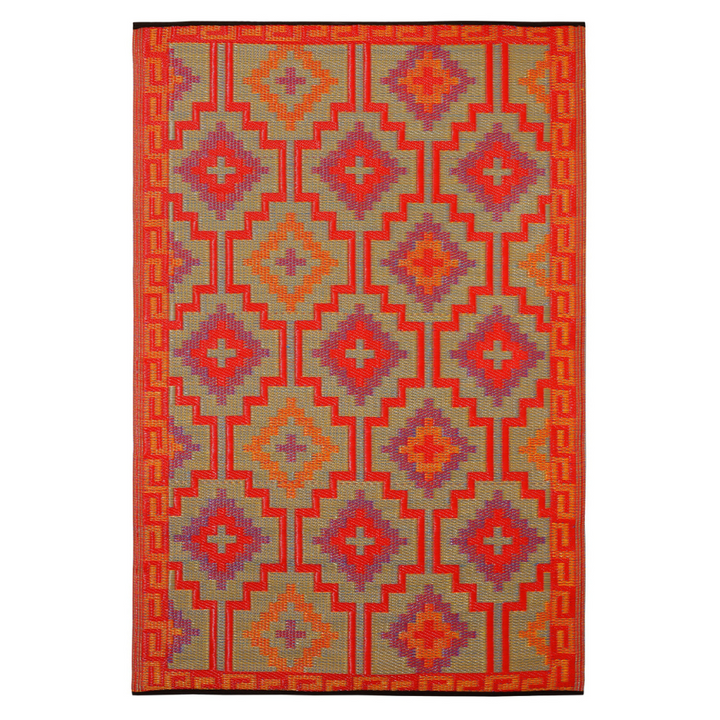 Lhasa Orange And Violet Moroccan Recycled Plastic Outdoor Rug