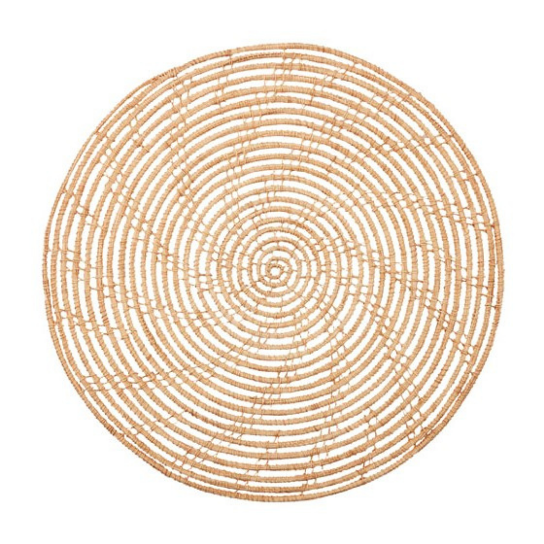 Set Of 4 Magpie 38 cm Palm Fibre Handmade Round Placemat