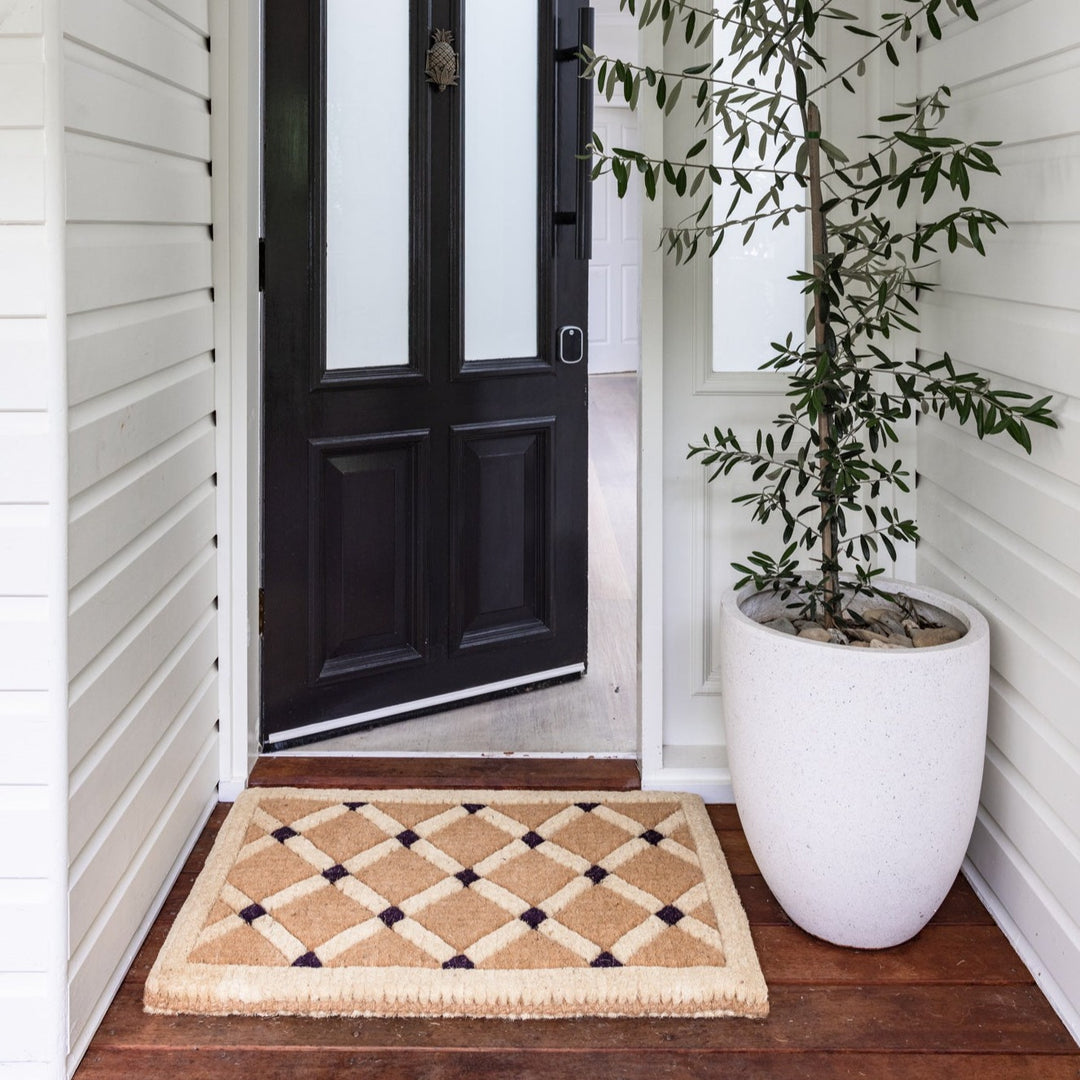 Mahi Diamond Geometrical Two Toned Thick Coir Doormat