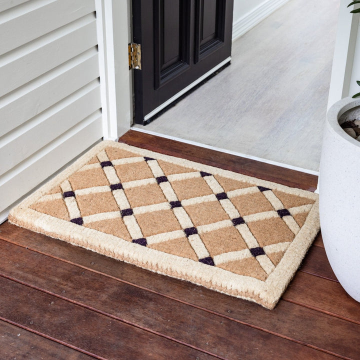 Mahi Diamond Geometrical Two Toned Thick Coir Doormat