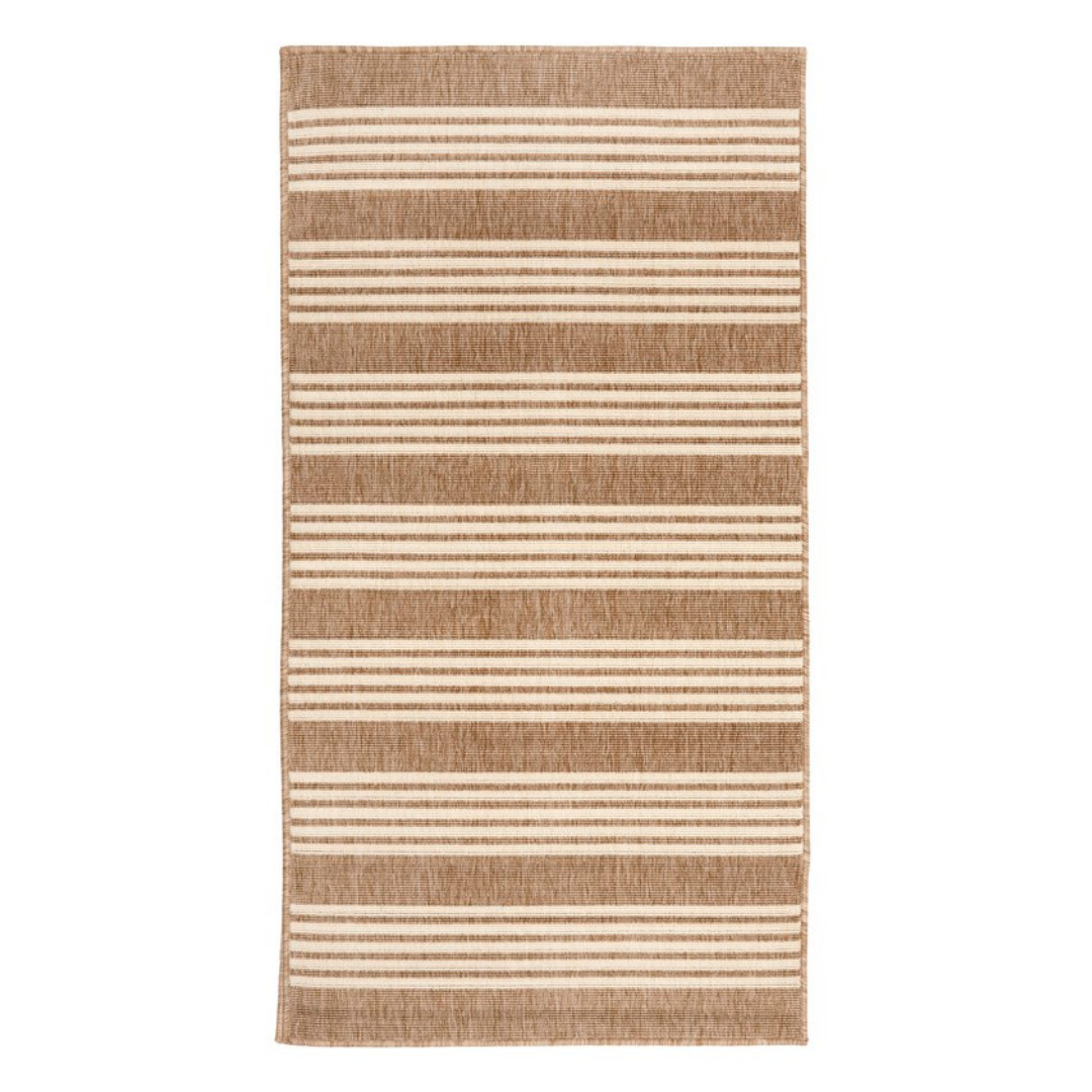 Mariona Beige Striped Polypropylene Outdoor Rug