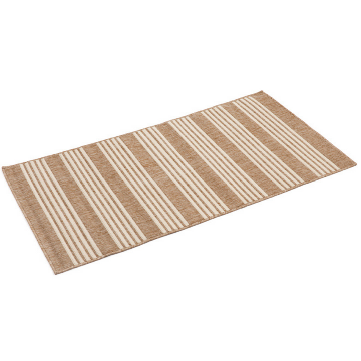 Mariona Beige Striped Polypropylene Outdoor Rug