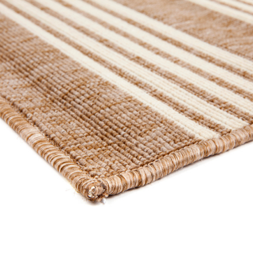 Mariona Beige Striped Polypropylene Outdoor Rug