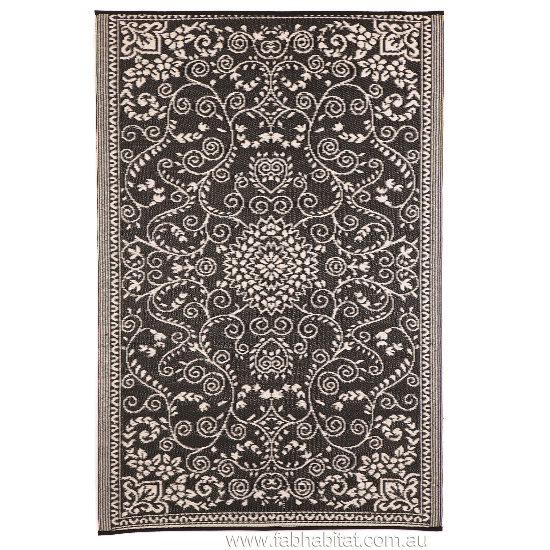 Murano Black and Cream Traditional Reversible Large Rug