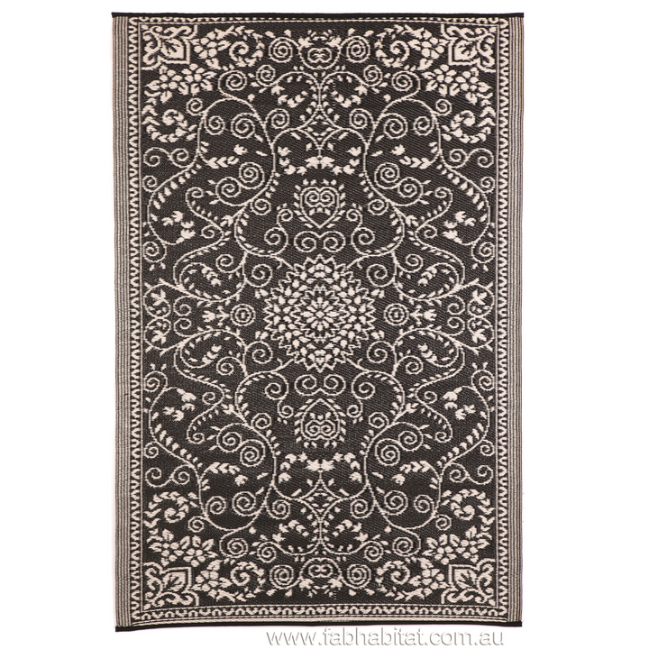 Murano Black and Cream Traditional Reversible Large Rug