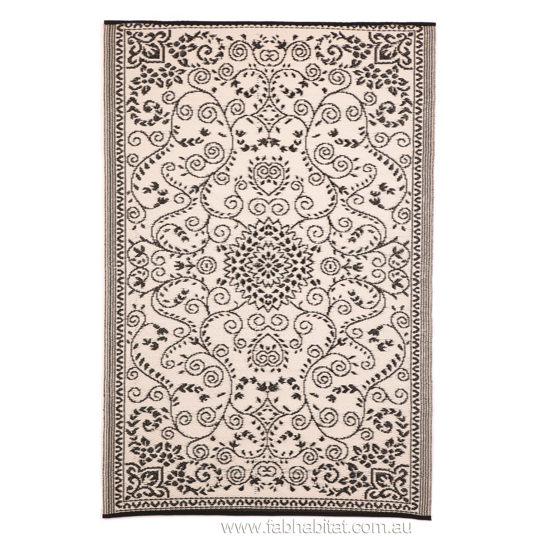 Murano Black and Cream Traditional Reversible Large Rug