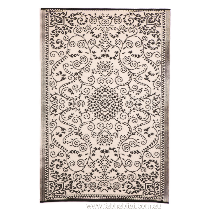 Murano Black and Cream Traditional Reversible Large Rug