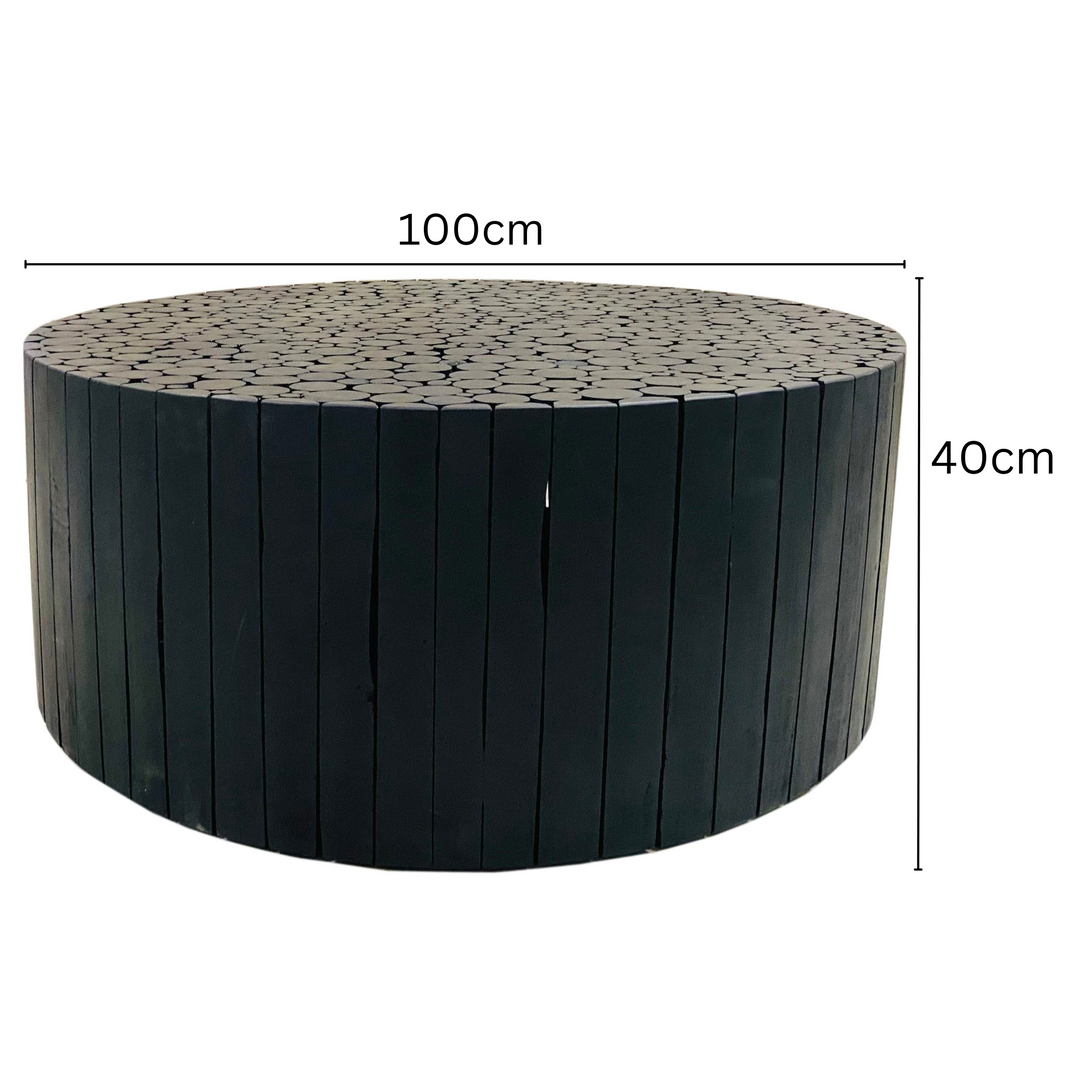 Musca Black Wooden Round Coffee Table