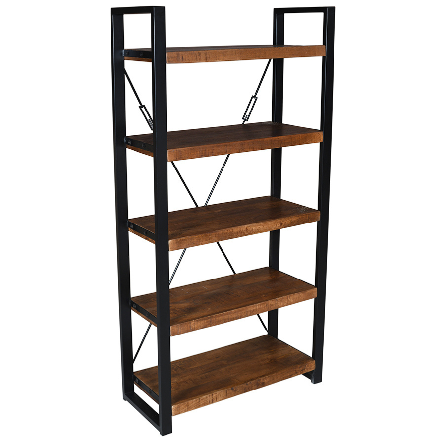 Nova Wooden & Metal Industrial 5 Tier Ladder Bookshelf or Bookcase