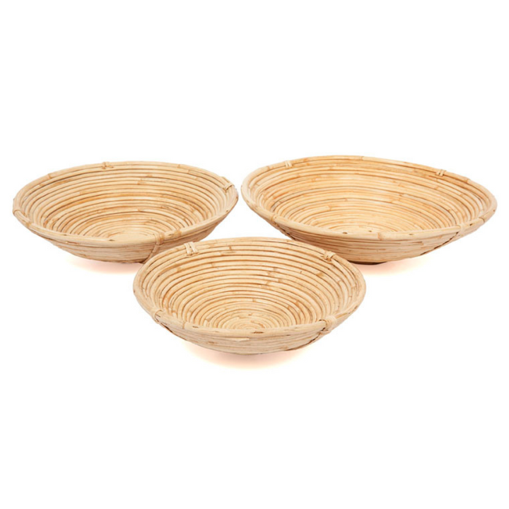 Set Of 3 Naini Handmade Round Decorative Cane Fruit Bowls