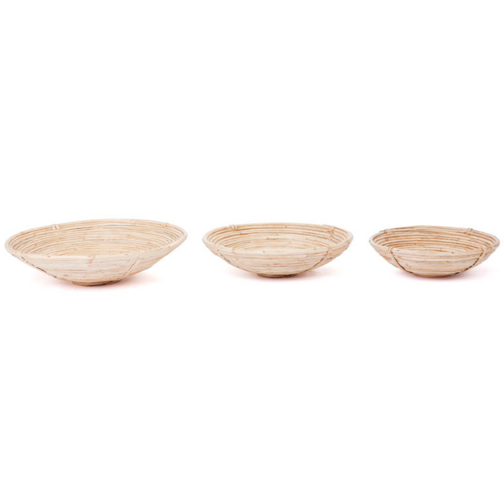 Set Of 3 Naini Handmade Round Decorative Cane Fruit Bowls