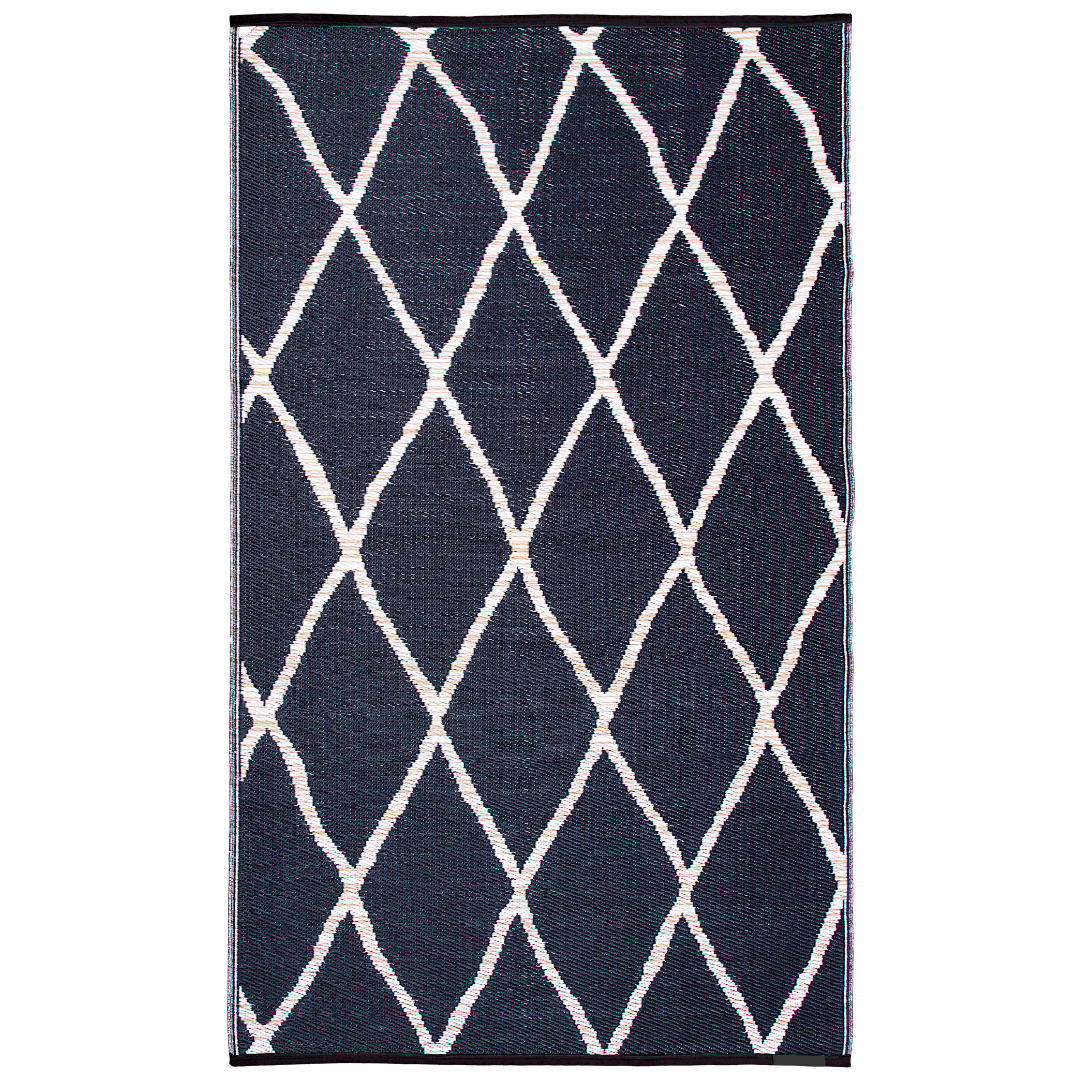 Nairobi Black and Natural Diamond Outdoor Area Rug