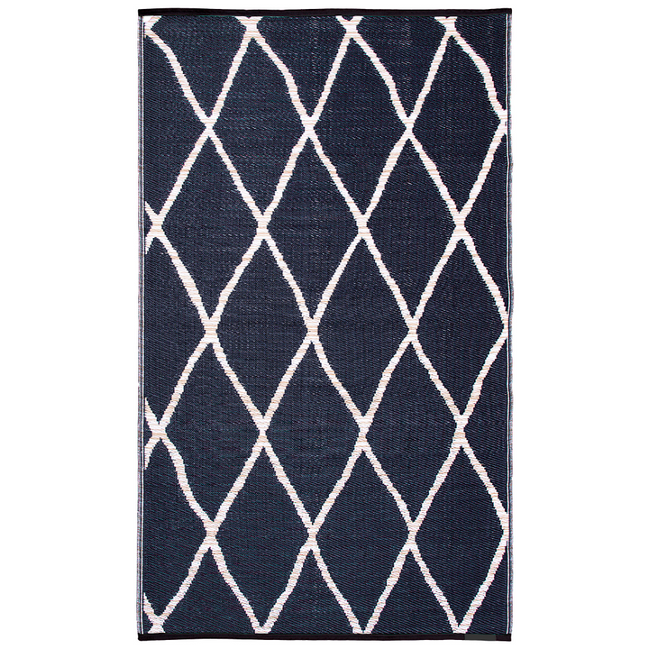 Nairobi Black and Natural Diamond Outdoor Area Rug