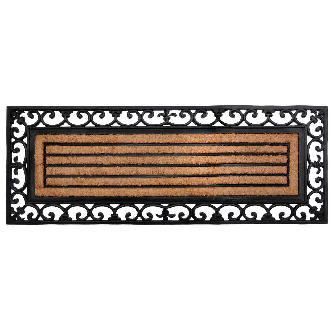 Nautica Striped Rubber Bordered Coir Doormat