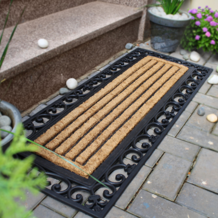 45x120 cm Nautica Striped Rubber Bordered Coir Doormat