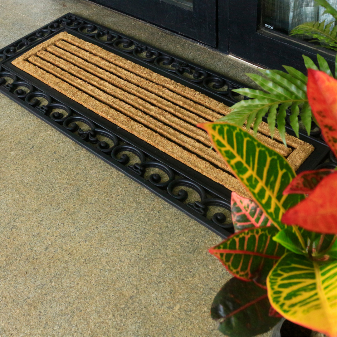 Nautica Striped Rubber Bordered Coir Doormat