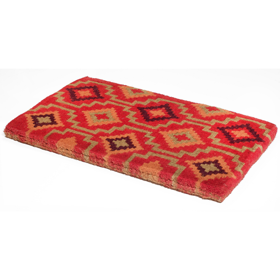 Lhasa Red and Natural Thick Coir Doormat