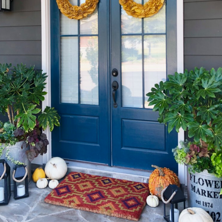 Lhasa Red and Natural Thick Coir Doormat