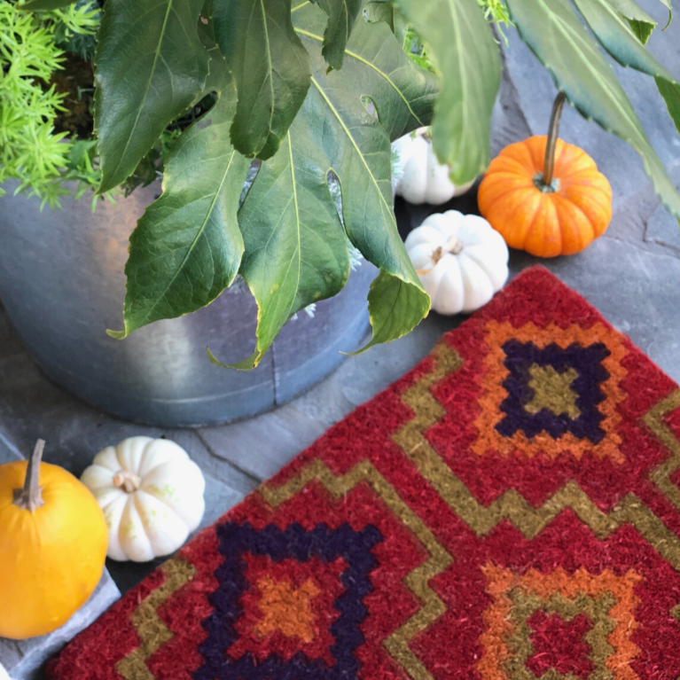 Lhasa Red and Natural Thick Coir Doormat