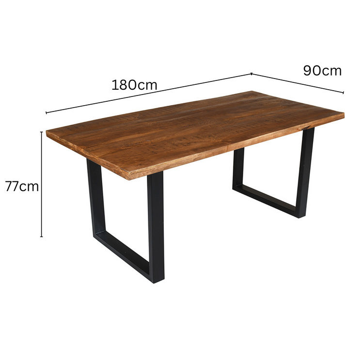 Nova Long Industrial Wooden 6 Seater Dining Table - 180cm