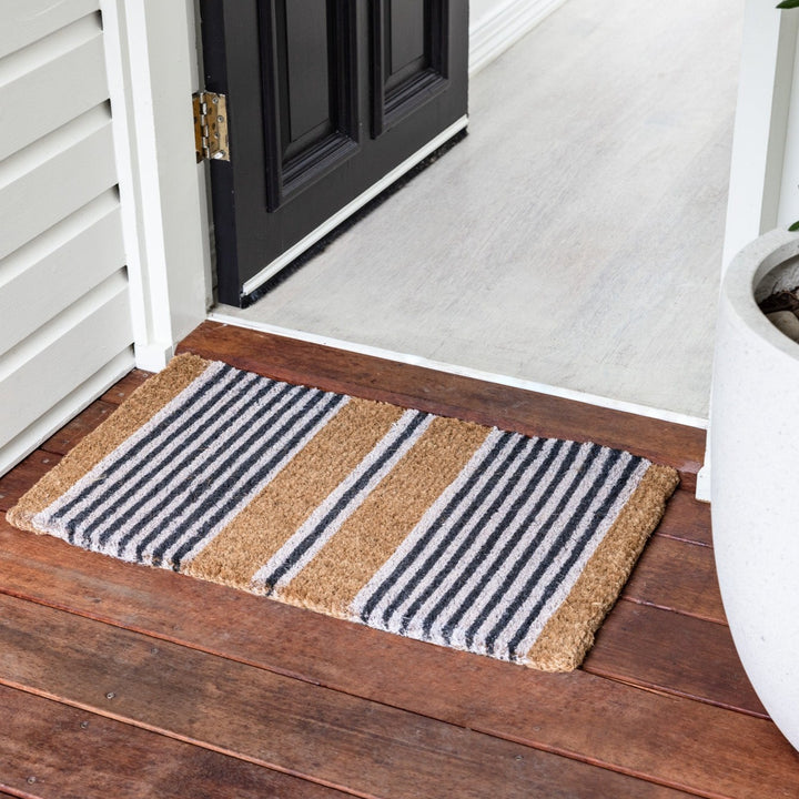 Nui Striped Coastal Coir Extra Long Front Door Mat