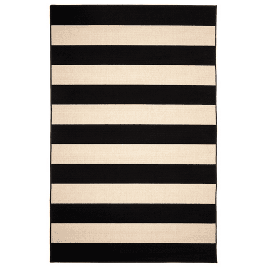 Nyoma Black Striped Outdoor Rug