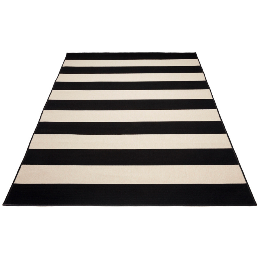 Nyoma Black Striped Outdoor Rug