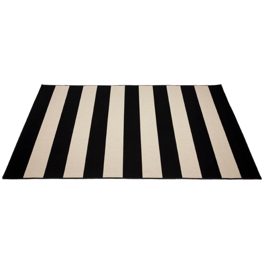 Nyoma Black Striped Outdoor Rug