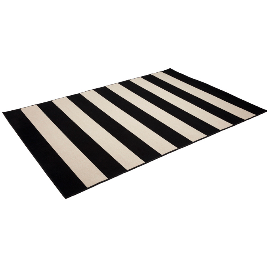 Nyoma Black Striped Outdoor Rug