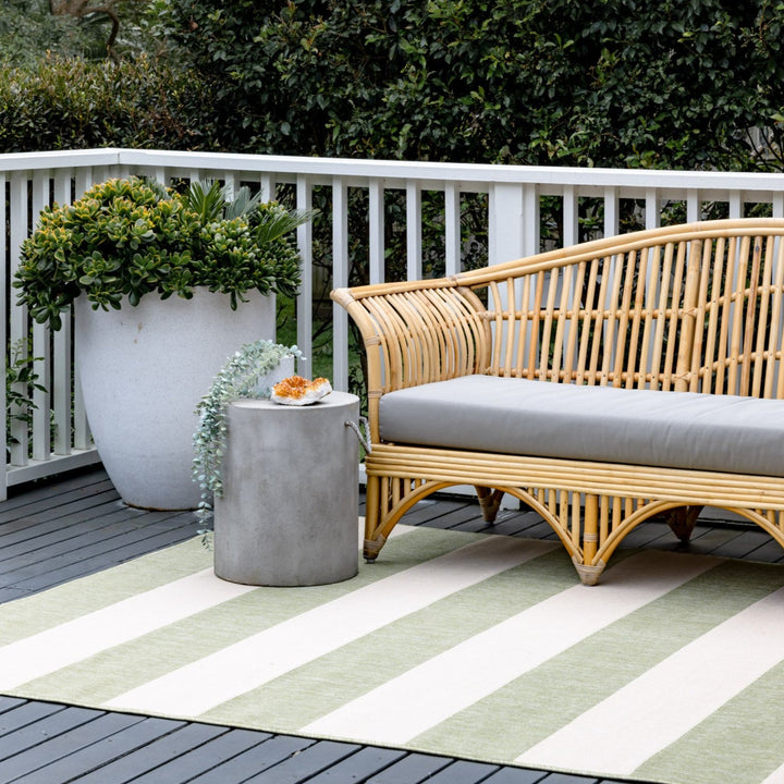 Nyoma Lime Striped Outdoor Rug