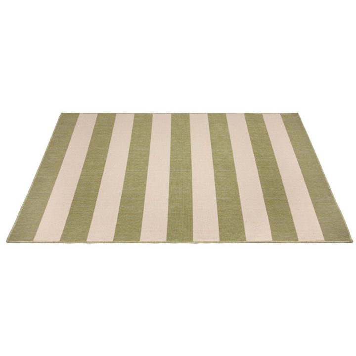 Nyoma Lime Striped Outdoor Rug