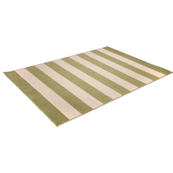 Nyoma Lime Striped Outdoor Rug