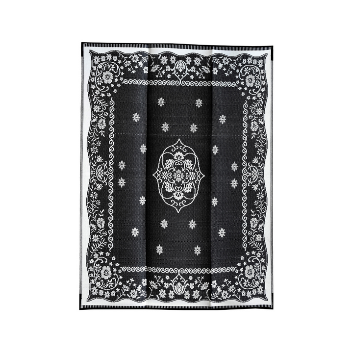 Oriental Black & White Traditional Foldable Waterproof Large Camping Mat - 270x360 CM