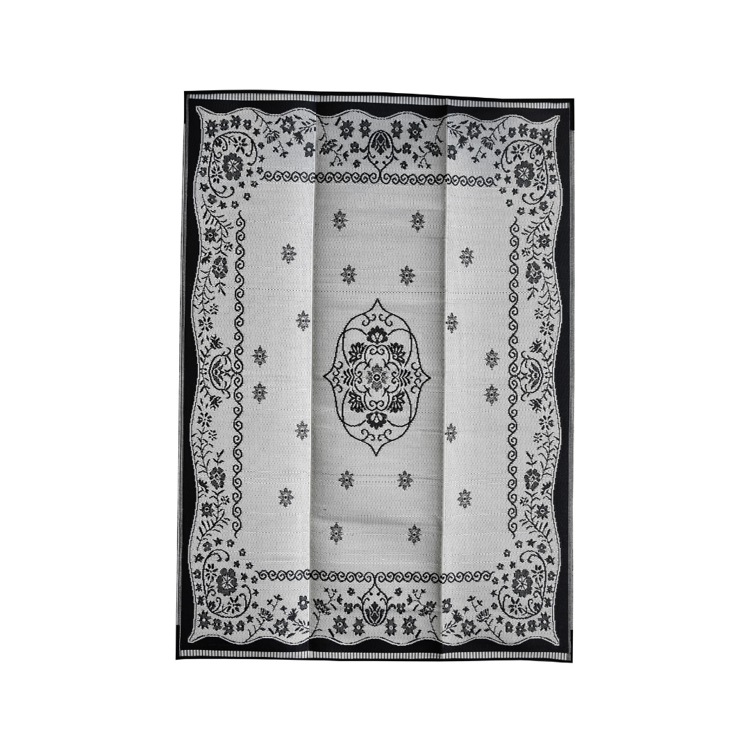 Oriental Black & White Traditional Foldable Waterproof Large Camping Mat - 270x360 CM