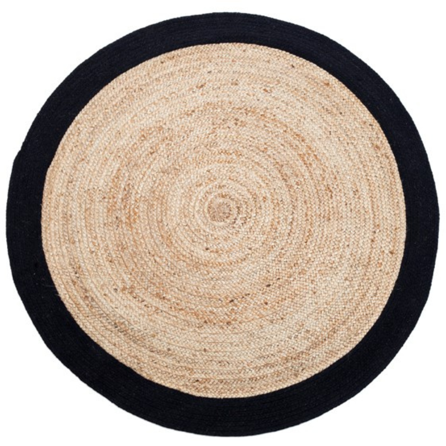 Phoenix Black Round Jute Area Rug