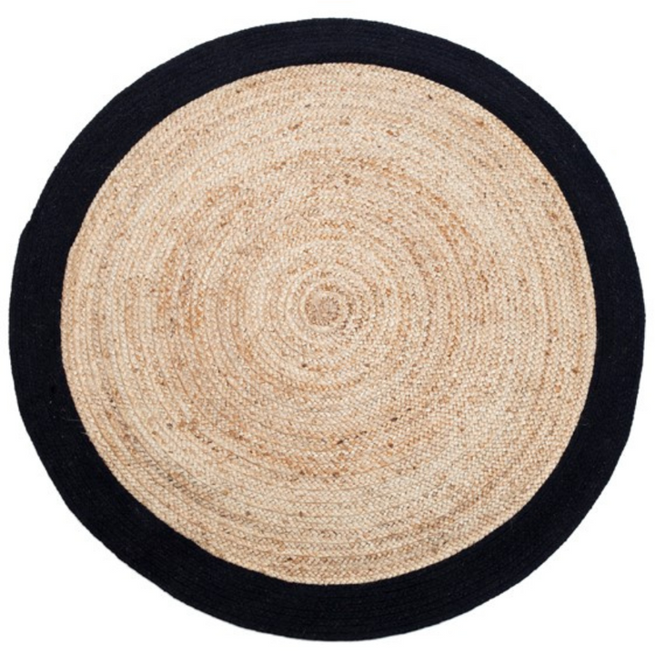 Phoenix Black Round Jute Rug