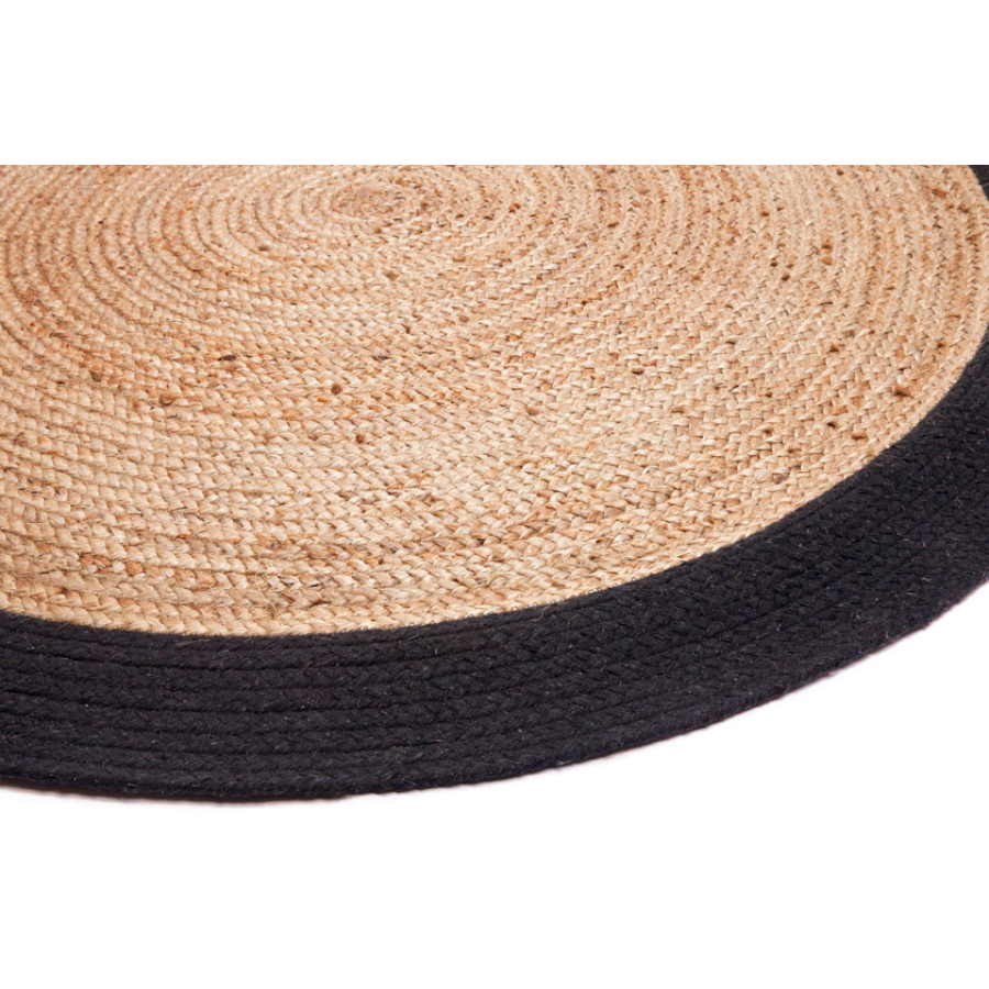 Phoenix Black Round Jute Area Rug