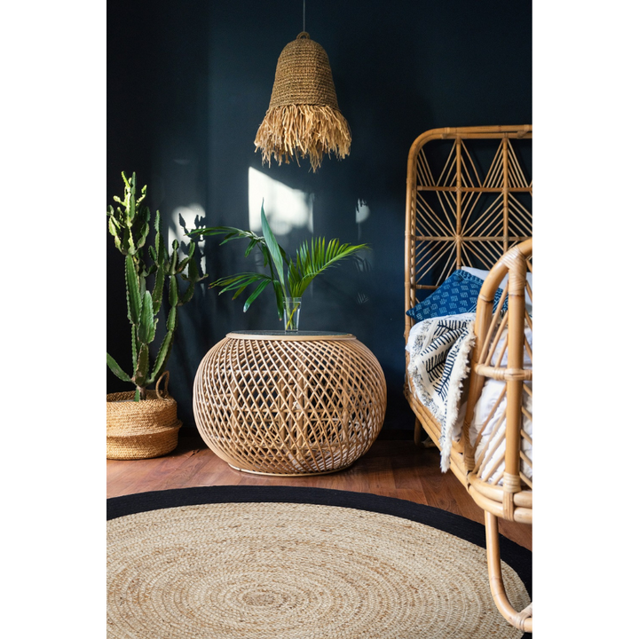 Phoenix Black Round Jute Rug