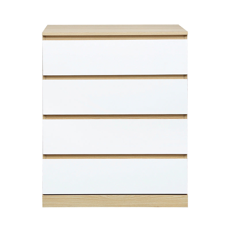 Raka White and Natural 4 Drawers Chest Tallboy