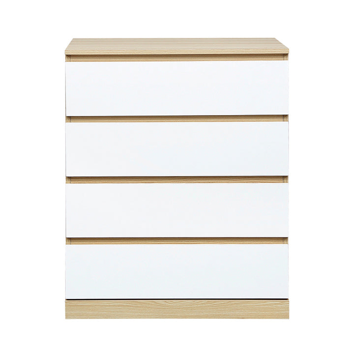 Raka White and Natural 4 Drawers Chest Tallboy