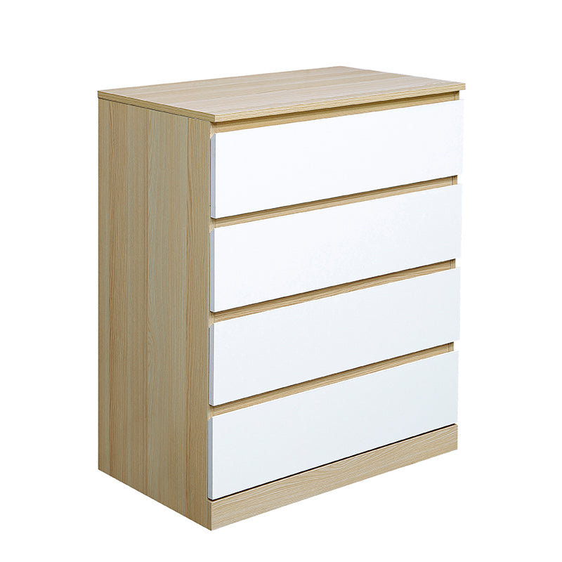 Raka White and Natural 4 Drawers Chest Tallboy