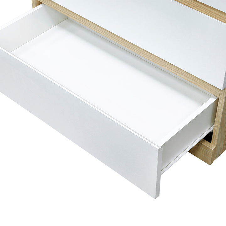 Raka White and Natural 4 Drawers Chest Tallboy