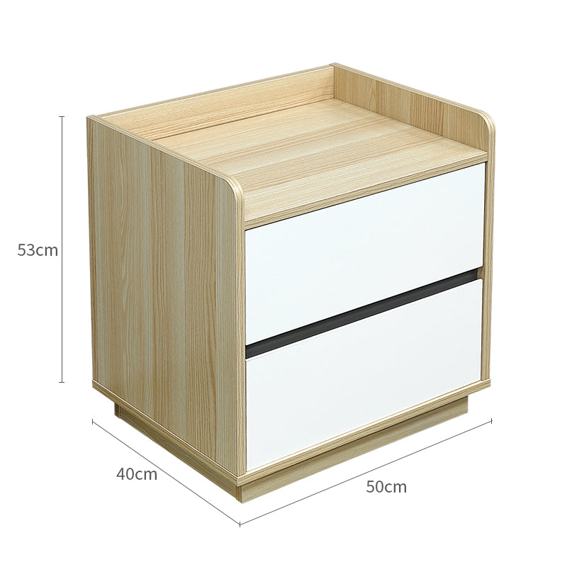 Raka White and Natural Bedside Table with 2 Drawers