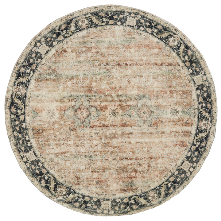 Rann Multicolour Traditional Distressed Round Rug