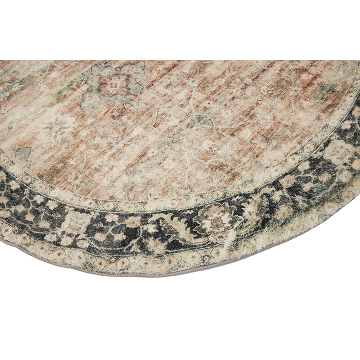 Rann Multicolour Traditional Distressed Round Area Rug