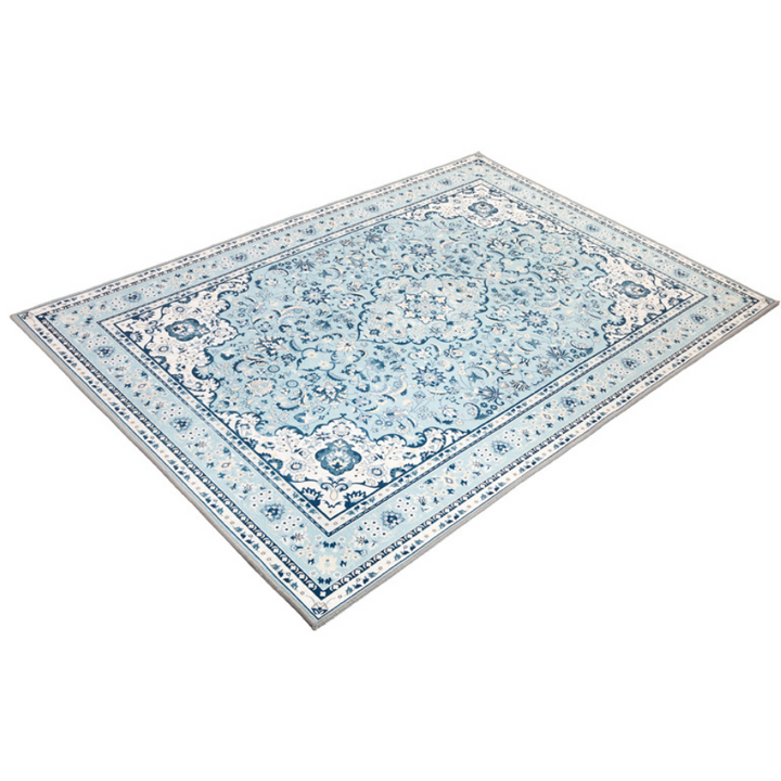 Rayie Blue Oriental Non Slip Rug