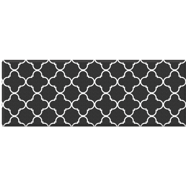 Renaissance Black & Grey Soft Padded Trellis Kitchen Mat