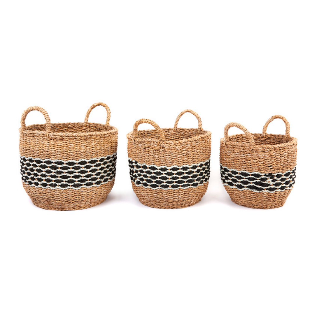 Set of 3 Sadar Handmade Natural Seagrass Storage Basket and Planter